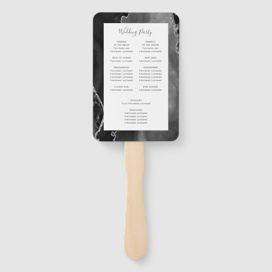 Black Silver Agate Wedding Program Fächer (Rückseite)