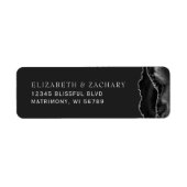 Black Silver Agate Wedding Rücksendeadresse (Vorne)
