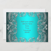 Black Silver Aquamarin Girl Womans Birthday Party Einladung (Rückseite)