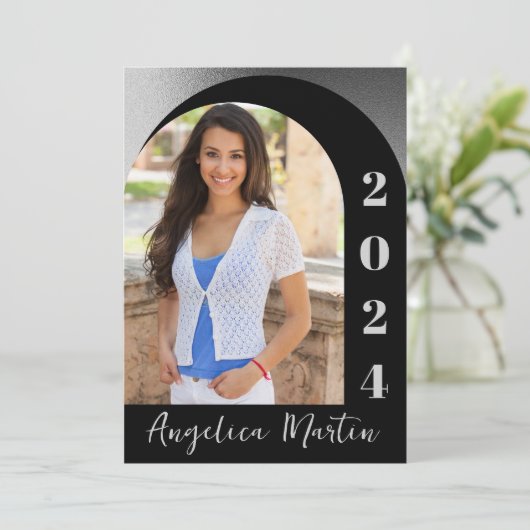 Black Silver Arch Foto Class 2024 Abschluss (Stehend Vorderseite)