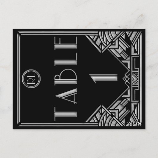 Black Silver Art Deco Gatsby Style Tischnummer 1 (Rückseite)