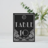 Black Silver Art Deco Gatsby Style Tischnummer 10 (Stehend Vorderseite)