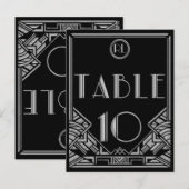 Black Silver Art Deco Gatsby Style Tischnummer 10 (Vorne/Hinten)