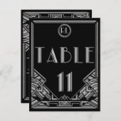 Black Silver Art Deco Gatsby Style Tischnummer 11 (Vorne/Hinten)