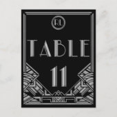 Black Silver Art Deco Gatsby Style Tischnummer 11 (Vorderseite)