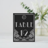 Black Silver Art Deco Gatsby Style Tischnummer 12 (Stehend Vorderseite)