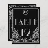 Black Silver Art Deco Gatsby Style Tischnummer 12 (Vorne/Hinten)