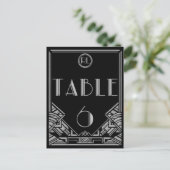 Black Silver Art Deco Gatsby Style Tischnummer 6 (Stehend Vorderseite)