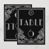 Black Silver Art Deco Gatsby Style Tischnummer 6 (Vorne/Hinten)