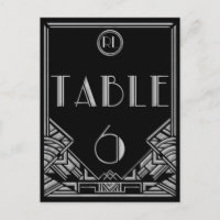 Black Silver Art Deco Gatsby Style Tischnummer 6