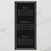 Black Silver Art Deco Gatsby Style Wedding Menü Menükarte (Rückseite)