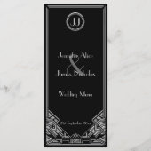 Black Silver Art Deco Gatsby Style Wedding Menü Menükarte (Vorderseite)