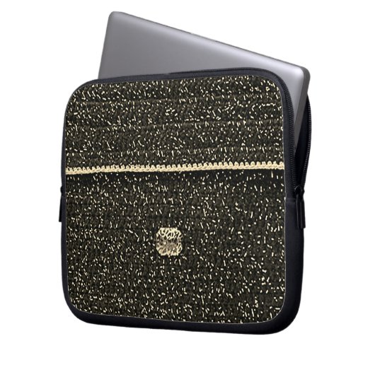 Black Silver Artisan Crochet Print Electronics Bag Laptopschutzhülle (Vorderseite Links)