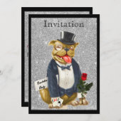 Black Silver Bachelor Party Einladung Bull Hund (Vorne/Hinten)