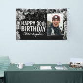Black Silver Balloon Confetti Foto Happy Birthday Banner (Messeveranstaltung)
