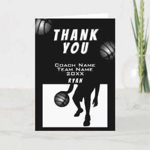 Black Silver Basketball Vielen Dank Coach Card Dankeskarte