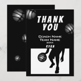 Black Silver Basketball Vielen Dank Coach Card Dankeskarte