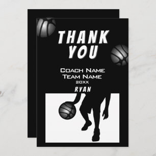 Black Silver Basketball Vielen Dank Coach Card Dankeskarte
