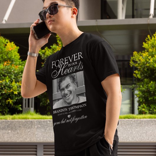 Black Silver Beerdigung Foto Memorial T - Shirt