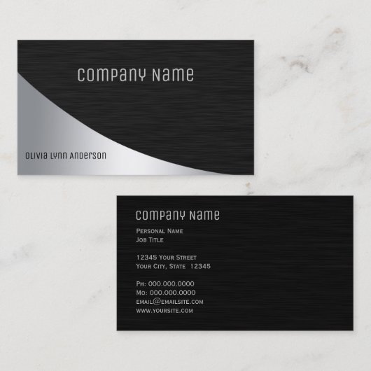 Black Silver Berufliche Visitenkarte (Vorne/Hinten)