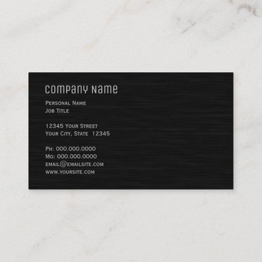 Black Silver Berufliche Visitenkarte (Rückseite)