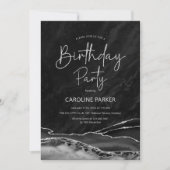 Black Silver Birthday in jedem Alter Einladung (Vorderseite)