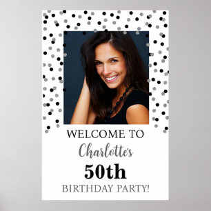Black Silver Birthday Party Custom 20x30 Foto Poster