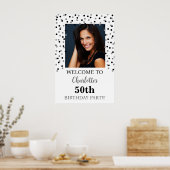 Black Silver Birthday Party Custom 20x30 Foto Poster (Küche)