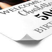 Black Silver Birthday Party Custom 8.5x11 Poster (Ecke)