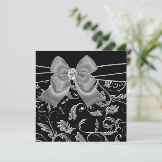 Black Silver Black Jeden Anlaß Party Einladungen (Stehend Vorderseite)