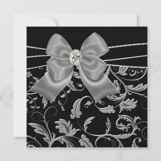 Black Silver Black Jeden Anlaß Party Einladungen (Vorderseite)