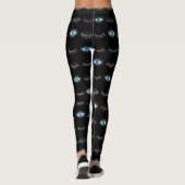 Black & Silver Blue Evil Eye Eyelashes Nazar Mati Leggings (Rückseite)