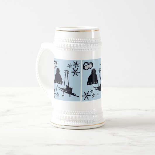 Black, silver & blue snow designs. bierglas (Vorderseite Links)