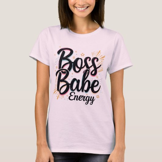 Black & Silver Boss Babe Shirt (Vorderseite)