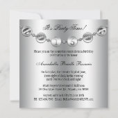 Black & Silver Bow Charm 16 . Geburtstag Einladung (Rückseite)