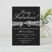 Black & Silver Bow Party Chic Event Einladung (Stehend Vorderseite)