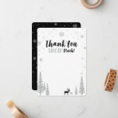 Black & Silver Boy Winter Wunderland Vielen Dank Mitteilungskarte (Vorderseite/Rückseite Beispiel)