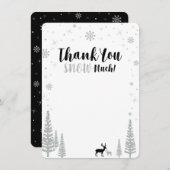 Black & Silver Boy Winter Wunderland Vielen Dank Mitteilungskarte (Vorne/Hinten)