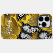Black Silver Butterfly Gelbe Blumen Individuelle N Case-Mate iPhone Hülle (Rückseite (Horizontal))