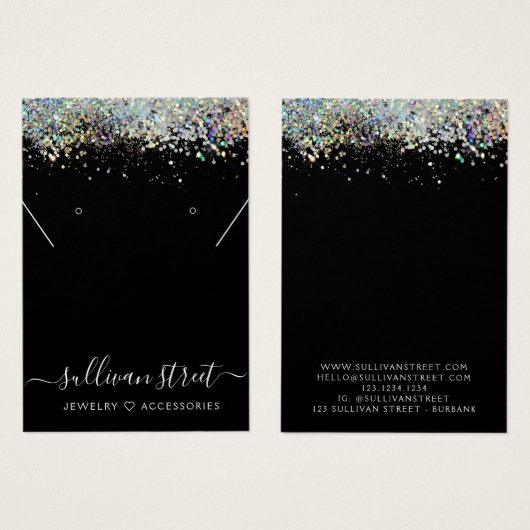 Black Silver Calligraphy Necklace Display Card (Vorne & Hinten)