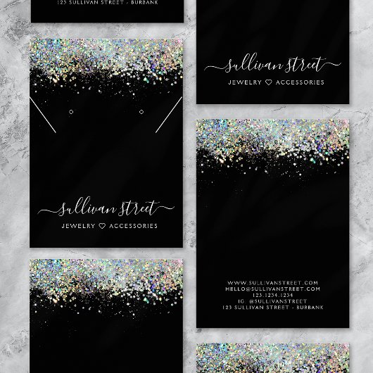 Black Silver Calligraphy Necklace Display Card