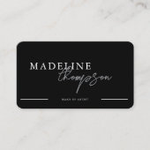 Black Silver Calligraphy Script QR-Code Visitenkarte (Vorderseite)