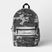 Black Silver Camouflage Glimmery Chic Personalisie Bedruckter Rucksack (Vorderseite)