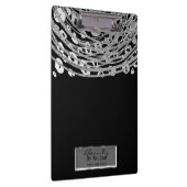 Black Silver Cheetah Leopard Glam Personalisiert Klemmbrett (Rechts)