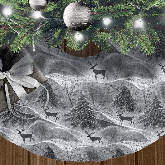 Black Silver Christmas Pattern#13 ID1009 Polyester Weihnachtsbaumdecke