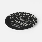 Black Silver Confetti Abschluss 2020 Pappteller (Schrägansicht)