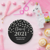Black Silver Confetti Abschluss 2021 Pappteller (Party)