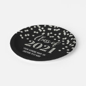 Black Silver Confetti Abschluss 2021 Pappteller (Schrägansicht)