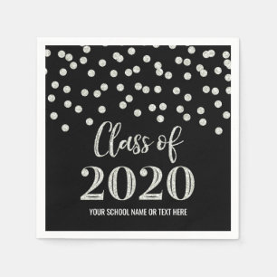 Black Silver Confetti Class 2020 Abschluss Serviette