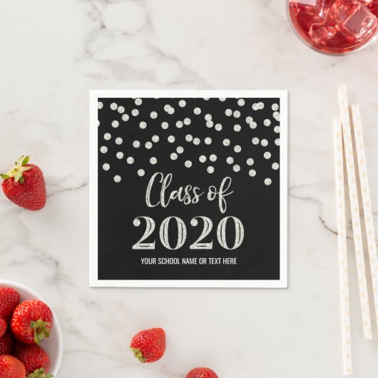 Black Silver Confetti Class of 2020 Abschluss Serviette (Beispiel)